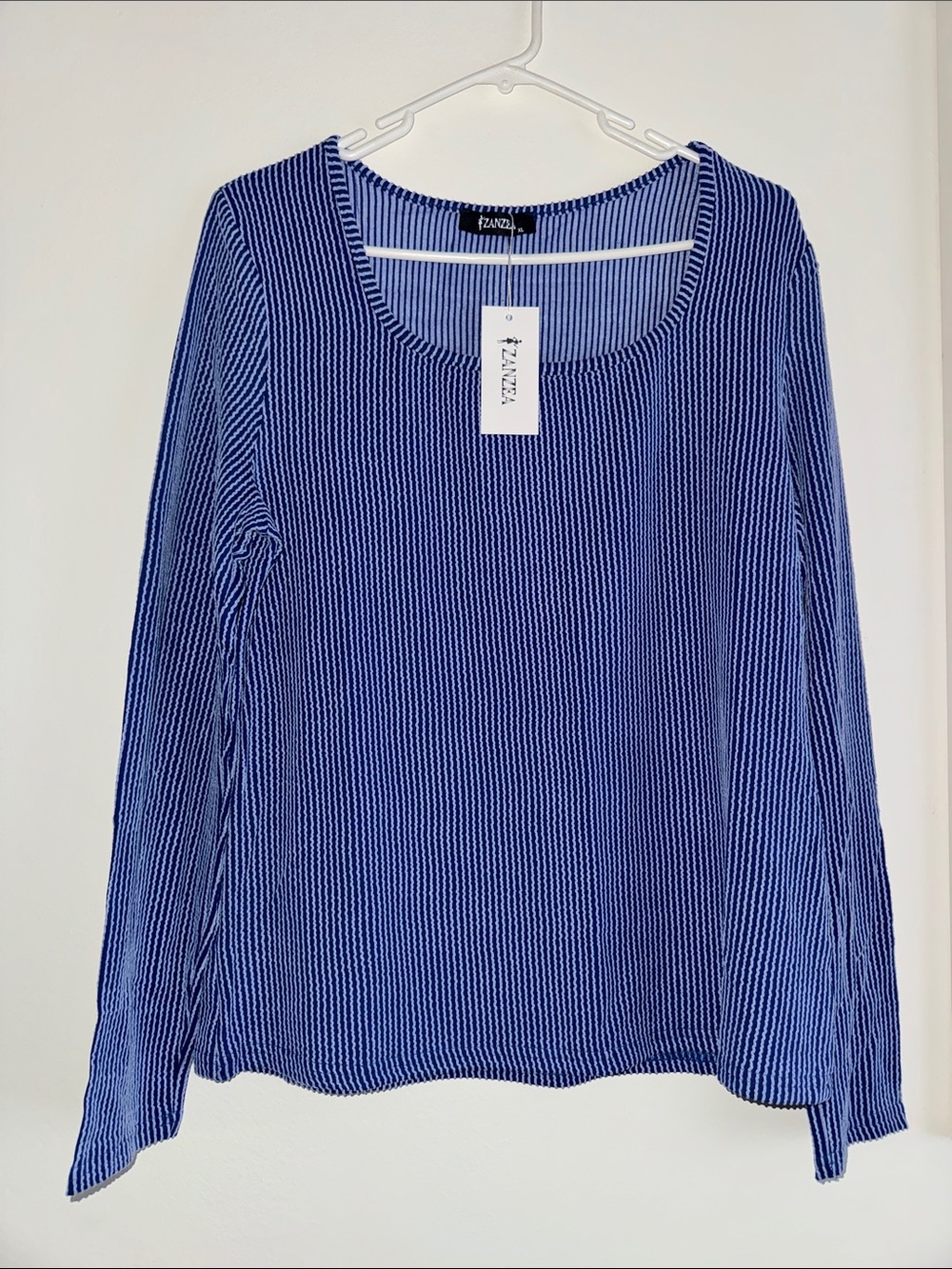 Zenana Outfitters Royal Blue Fine-Ribbed Long Sleeve Scoop Neck Top